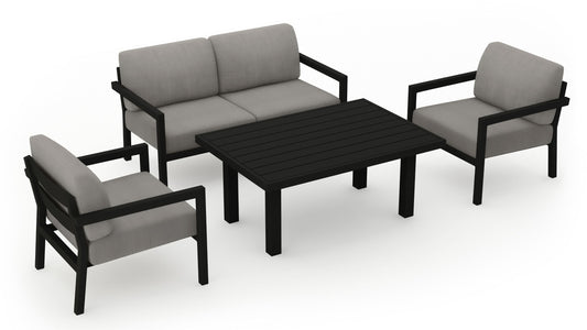 Harmonia Living - Pacifica Classic 4 Piece Loveseat Set - Black | PAC-BK-SET114