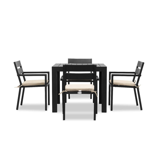 Harmonia Living - Pacifica Classic 4 Seat Square Dining Set - Black | PAC-BK-SET510