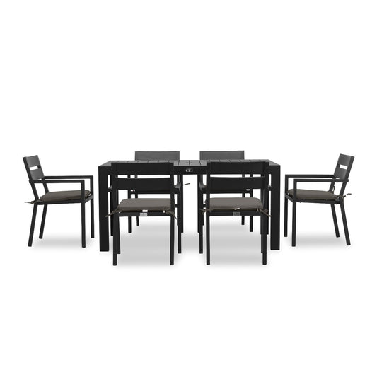 Harmonia Living - Pacifica Classic 6 Seat Rectangular Dining Set - Black | PAC-BK-SET533