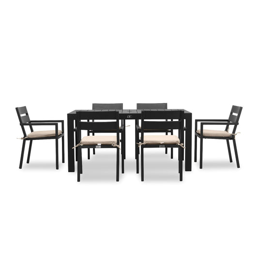 Harmonia Living - Pacifica Classic 6 Seat Rectangular Dining Set - Black | PAC-BK-SET533