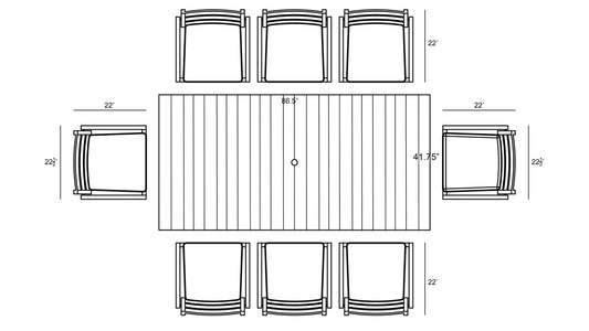 Harmonia Living- Pacifica Classic 8 Seat Rectangular Dining Set - Black | PAC-BK-SET560