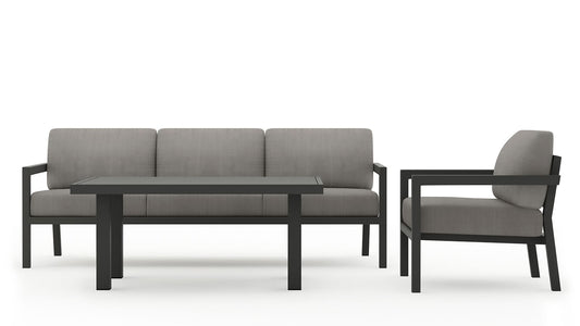 Harmonia Living - Pacifica Classic 3 Piece Sofa Set - Slate - Canvas Flax | PAC-SL-SET138-CF