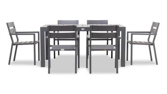 Harmonia Living - Pacifica Classic 6 Seat Rectangular Dining Set - Slate | PAC-SL-SET533