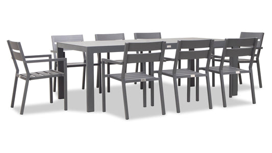 Harmonia Living - Pacifica Classic 8 Seat Rectangular Dining Set - Slate | PAC-SL-SET560