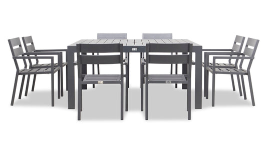 Harmonia Living - Pacifica Classic 8 Seat Square Dining Set - Slate | PAC-SL-SET561