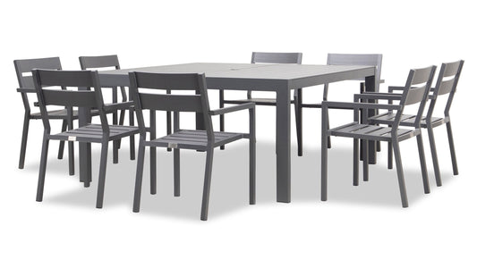 Harmonia Living - Pacifica Classic 8 Seat Square Dining Set - Slate | PAC-SL-SET561