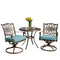 Cambridge - Seasons 3pc Dining Set:32"Cast Round Table, 2 Chair Rockers, blue cushions - Aluminum/Blue