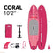 Aqua Marina - Coral (Raspberry) - Advanced All-around iSUP, 3.1m/12cm, with carbon/fiberglass hybrid PASTEL paddle, coil leash and carry strap | BT-23COPR