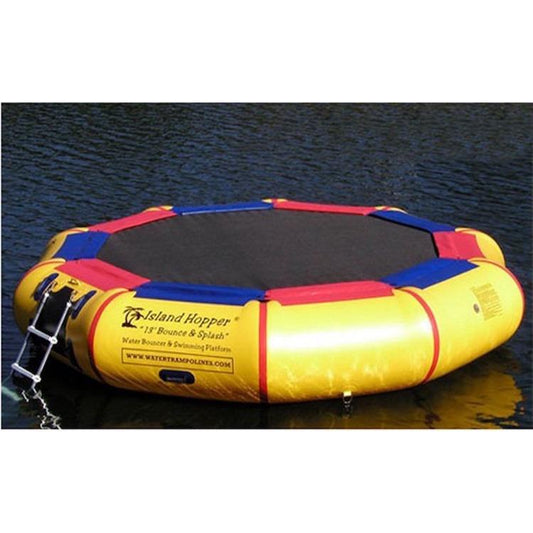 Island Hopper Water Trampolines - 13' Island Hopper "Bounce & Splash" padded water bouncer (Yellow or Green) - 13'BNS- GR