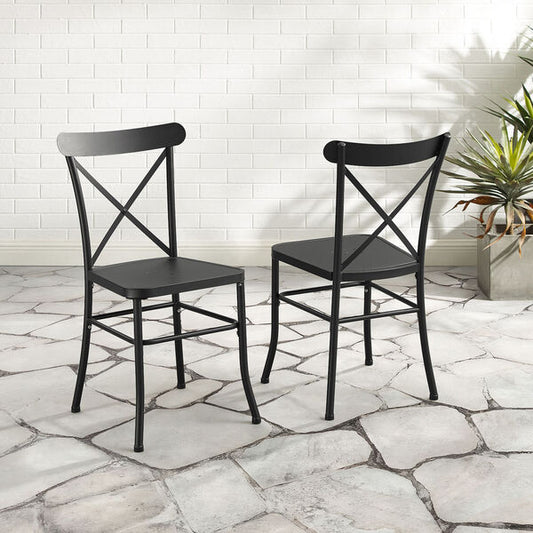 Crosley Furniture - Astrid 2Pc Indoor/Outdoor Metal Dining Chair Set Matte Black - 2 Chairs