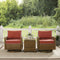 Crosley Furniture - Bradenton 3Pc Outdoor Wicker Swivel Rocker Chair Set Sangria/Weathered Brown - Side Table & 2 Swivel Rockers