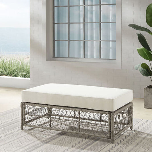 Crosley Furniture - Thatcher Outdoor Wicker Coffee Table Ottoman Creme/Driftwood