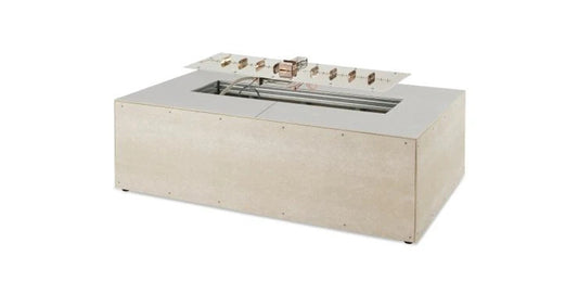 Outdoor Greatroom - 60" Linear Ready-to-Finish Fire Pit Table Base w/Aluminum Top, BI737DSILP burner, 2 vents, DSI-CP control panel. Access door for LP tank - RTF60TDLP-K