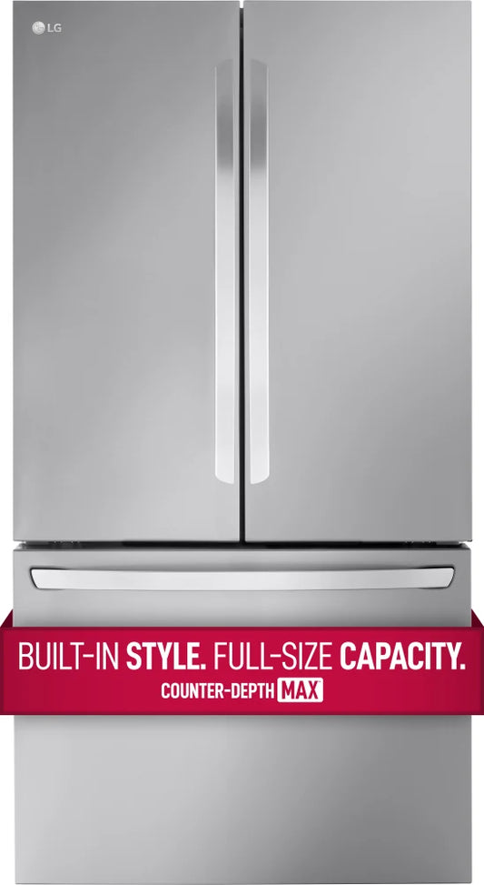 LG - 27 cu. ft. Smart Counter Depth MAX French Door Refrigerator with Internal Water Dispenser in PrintProof Stainless Steel - LRFLC2706S