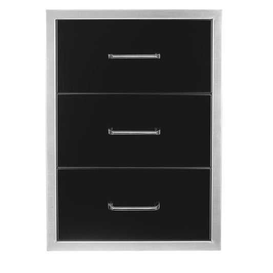 Wildfire Outdoor - Triple Drawer 19"x26" BLACK SS - WF-TDW1926-BSS