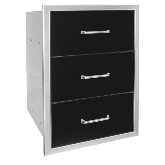 Wildfire Outdoor - Triple Drawer 19"x26" BLACK SS - WF-TDW1926-BSS