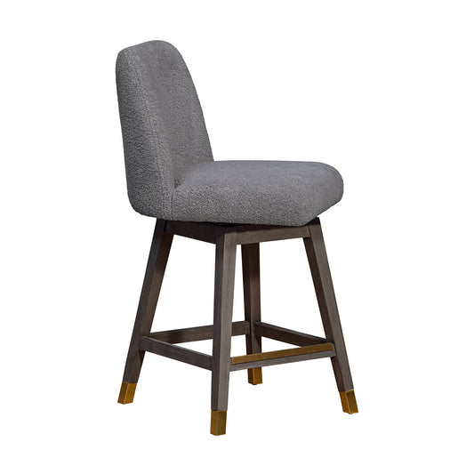 Armen Living - Amalie Swivel Bar or Counter Stool in Grey Oak Wood Finish with Grey Boucle Fabric - 840254332010