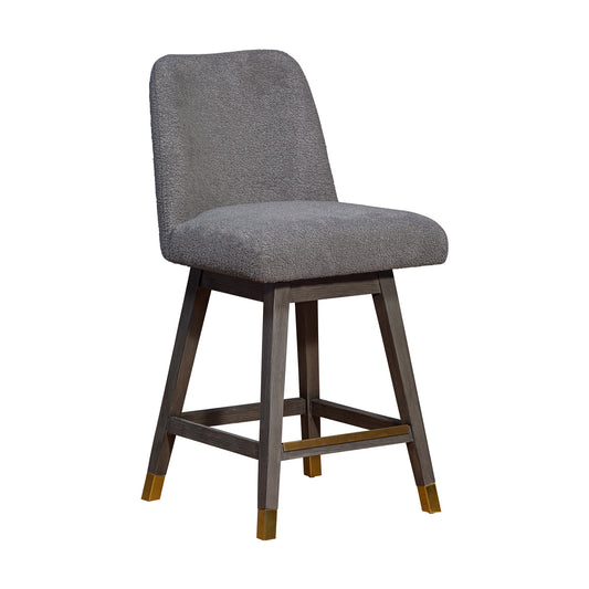 Armen Living - Amalie Swivel Bar or Counter Stool in Grey Oak Wood Finish with Grey Boucle Fabric - 840254332010