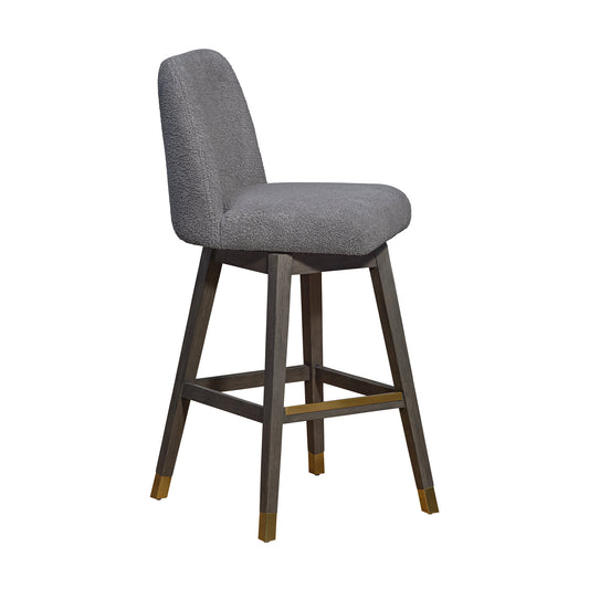 Armen Living - Amalie Swivel Bar or Counter Stool in Grey Oak Wood Finish with Grey Boucle Fabric - 840254332027