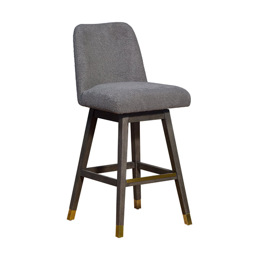 Armen Living - Amalie Swivel Bar or Counter Stool in Grey Oak Wood Finish with Grey Boucle Fabric - 840254332027