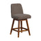 Armen Living - Amalie Swivel Bar or Counter Stool in Brown Oak Wood Finish with Taupe Boucle Fabric - 840254332034