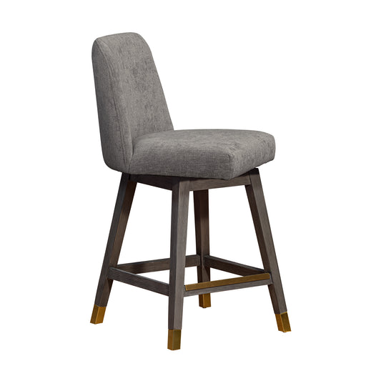 Armen Living - Amalie Swivel Bar or Counter Stool in Grey Oak Wood Finish with Mocha Fabric - 840254332058