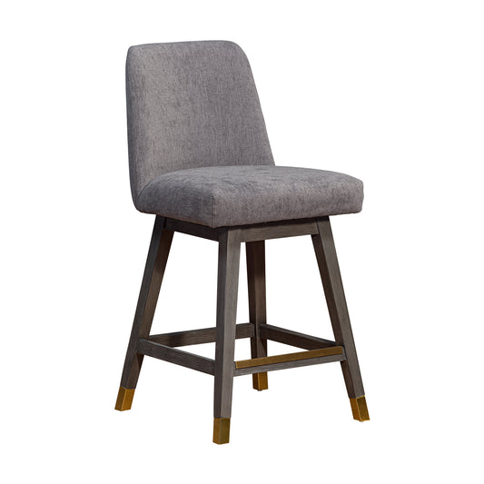 Armen Living - Amalie Swivel Bar or Counter Stool in Grey Oak Wood Finish with Mocha Fabric - 840254332058