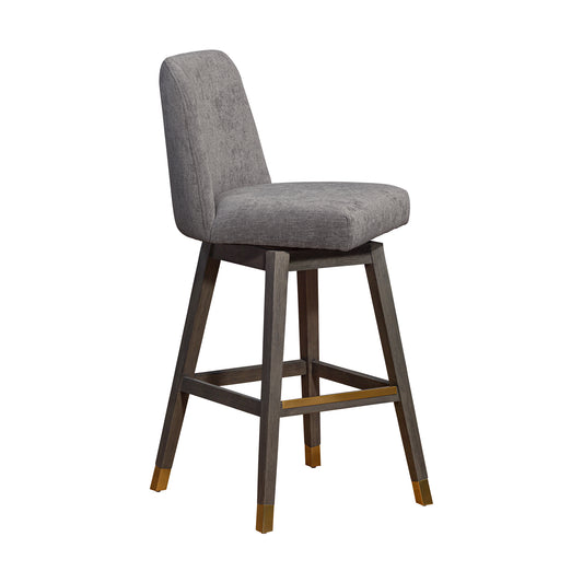 Armen Living - Amalie Swivel Bar or Counter Stool in Grey Oak Wood Finish with Mocha Fabric - 840254332065