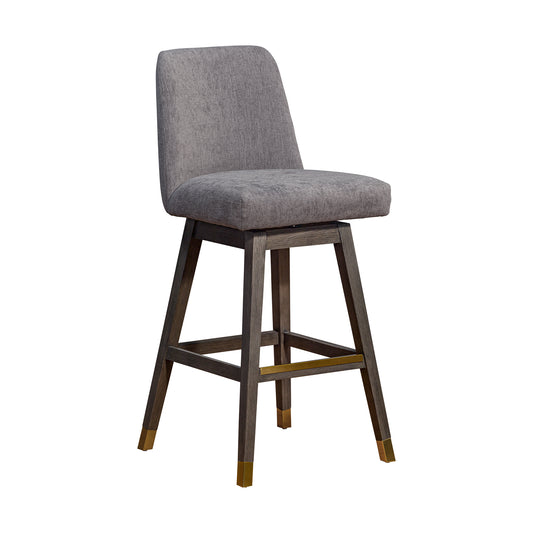 Armen Living - Amalie Swivel Bar or Counter Stool in Grey Oak Wood Finish with Mocha Fabric - 840254332065