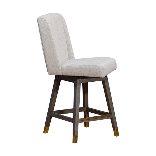 Armen Living - Stancoste Swivel Bar or Counter Stool in Grey Oak Wood Finish with Taupe Fabric - 840254332096
