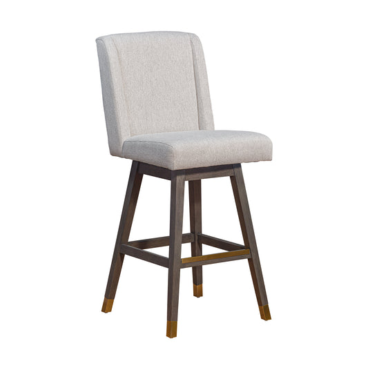 Armen Living - Stancoste Swivel Bar or Counter Stool in Grey Oak Wood Finish with Taupe Fabric - 840254332102