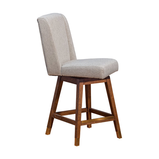 Armen Living - Stancoste Swivel Bar or Counter Stool in Brown Oak Wood Finish with Taupe Fabric - 840254332119