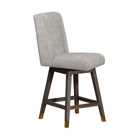 Armen Living - Stancoste Swivel Bar or Counter Stool in Grey Oak Wood Finish with Mocha Fabric - 840254332133