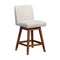 Armen Living - Basila Swivel Bar or Counter Stool in Brown Oak Wood Finish with Beige Fabric - 840254332171