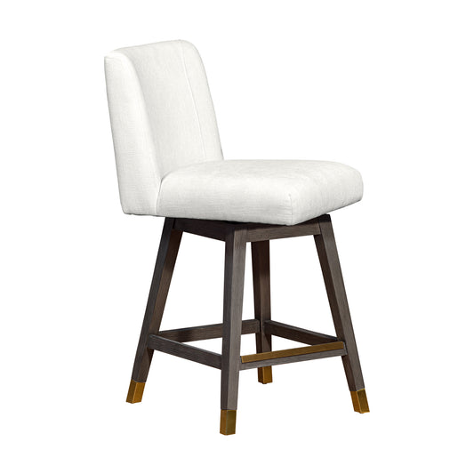Armen Living - Basila Swivel Bar or Counter Stool in Grey Oak Wood Finish with Pearl Fabric - 840254332218