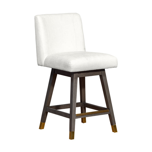 Armen Living - Basila Swivel Bar or Counter Stool in Grey Oak Wood Finish with Pearl Fabric - 840254332218