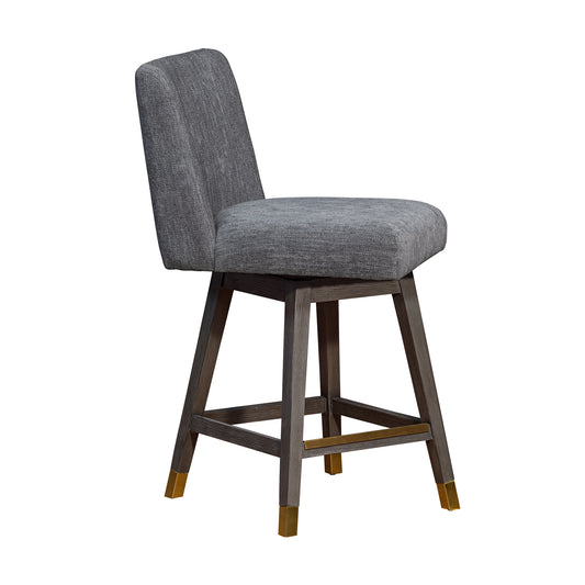 Armen Living - Basila Swivel Bar or Counter Stool in Grey Oak Wood Finish with Grey Fabric - 840254332232