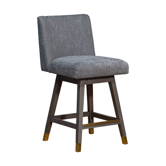 Armen Living - Basila Swivel Bar or Counter Stool in Grey Oak Wood Finish with Grey Fabric - 840254332232