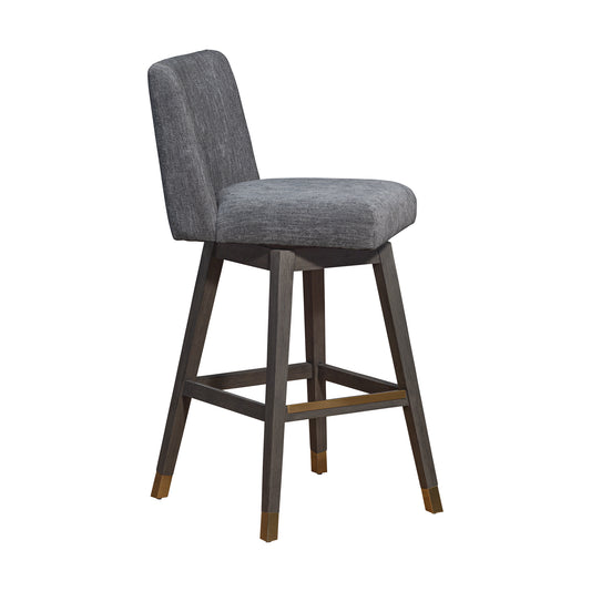 Armen Living - Basila Swivel Bar or Counter Stool in Grey Oak Wood Finish with Grey Fabric - 840254332249