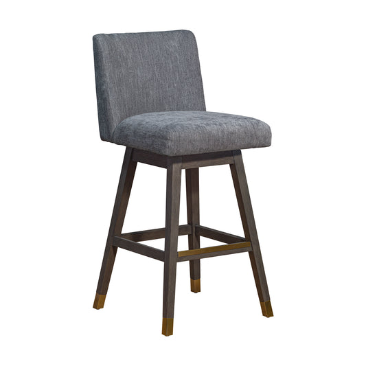 Armen Living - Basila Swivel Bar or Counter Stool in Grey Oak Wood Finish with Grey Fabric - 840254332249