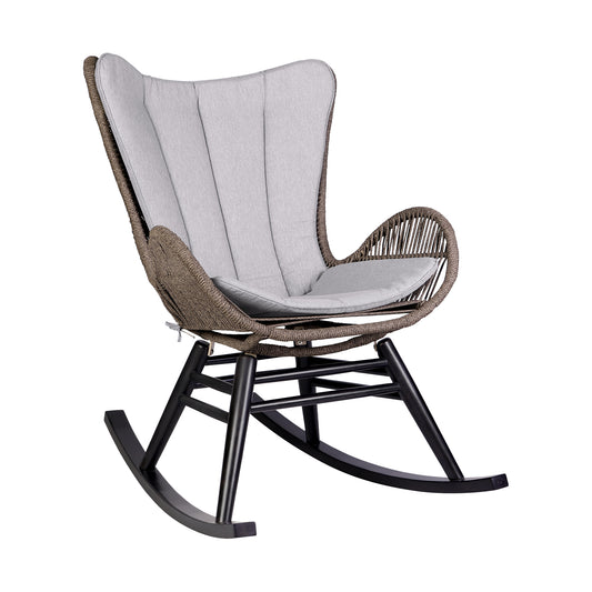 Armen Living - Fanny Outdoor Patio Rocking chair in Eucalyptus Wood and Rope - 840254332256