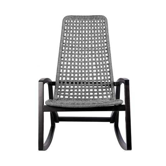 Armen Living - Sequoia Outdoor Patio Rocking Chair in Eucalyptus Wood and Rope - 840254332270
