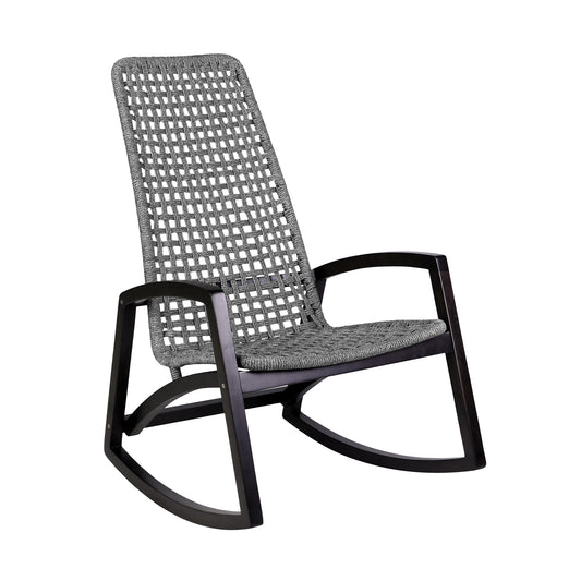 Armen Living - Sequoia Outdoor Patio Rocking Chair in Eucalyptus Wood and Rope - 840254332270
