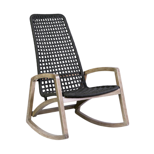 Armen Living - Sequoia Outdoor Patio Rocking Chair in Eucalyptus Wood and Rope - 840254332287