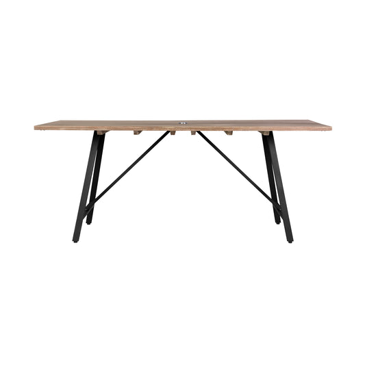 Armen Living - Koala Outdoor Patio Eucalyptus Wood and Metal Rectangle Dining Table - 840254332300