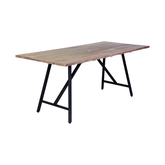 Armen Living - Koala Outdoor Patio Eucalyptus Wood and Metal Rectangle Dining Table - 840254332300