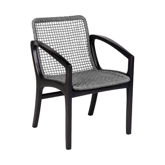 Armen Living - Brighton Outdoor Patio Dining Chair in Eucalyptus Wood and Rope - 840254332379