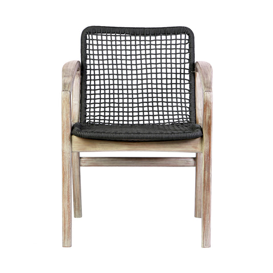 Armen Living - Brighton Outdoor Patio Dining Chair in Eucalyptus Wood and Rope - 840254332386