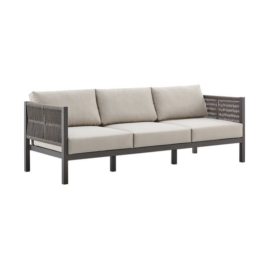 Armen Living - Cuffay 4 Piece Outdoor Patio Furniture Set in Aluminum and Rope with Cushions - 840254332430