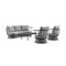 Armen Living - Monk 4 Piece Outdoor Patio Furniture Set in Black Aluminum and Grey Wicker with Grey Cushions - 840254332478